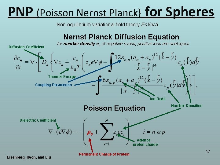 PNP (Poisson Nernst Planck) for Spheres Non-equilibrium variational field theory En. Var. A Nernst