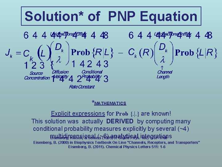 Solution* of PNP Equation *MATHEMATICS Explicit expressions for Prob {. |. } are known!