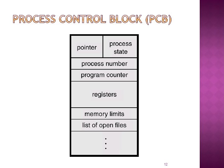 PROCESS CONTROL BLOCK (PCB) 12 