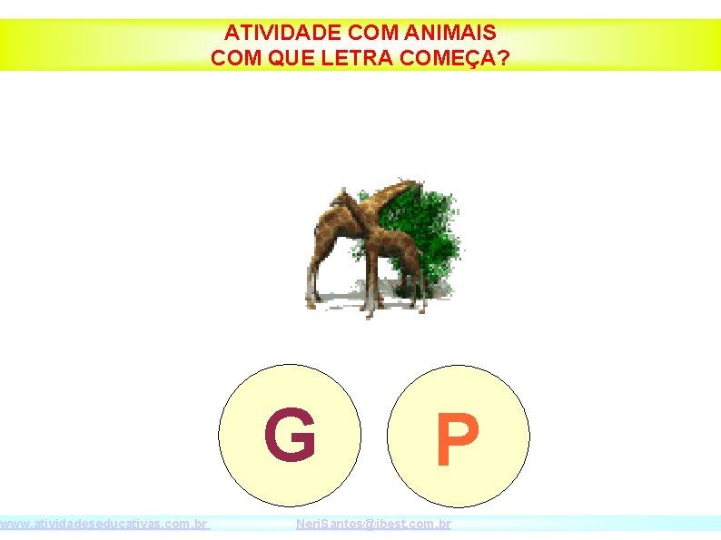 www. atividadeseducativas. com. br ATIVIDADE COM ANIMAIS COM QUE LETRA COMEÇA? G P Neri.