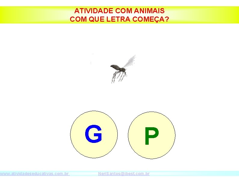 www. atividadeseducativas. com. br ATIVIDADE COM ANIMAIS COM QUE LETRA COMEÇA? G P Neri.