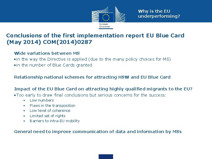 Why is the EU underperforming? Conclusions of the first implementation report EU Blue Card