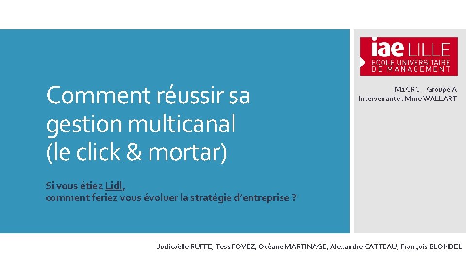 Comment réussir sa gestion multicanal (le click & mortar) M 1 CRC – Groupe