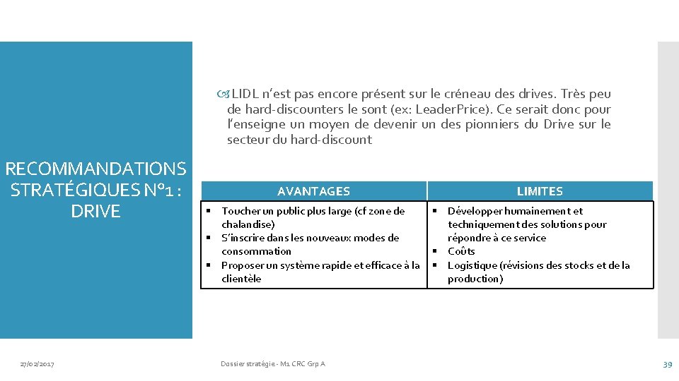  LIDL n’est pas encore présent sur le créneau des drives. Très peu de