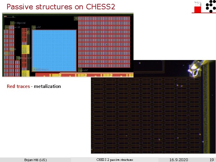 Passive structures on CHESS 2 Red traces - metalization Bojan Hiti (IJS) CHESS 2