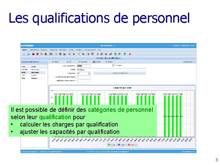 Les qualifications de personnel Il est possible de définir des catégories de personnel selon Les qualifications de personnel Il est possible de définir des catégories de personnel selon
