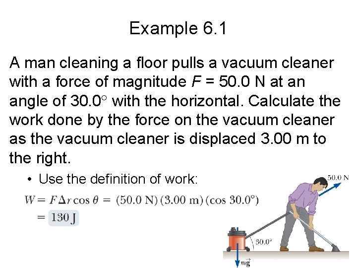 Example 6. 1 A man cleaning a floor pulls a vacuum cleaner with a