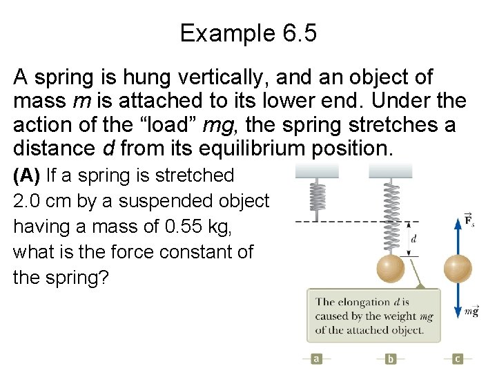 Example 6. 5 A spring is hung vertically, and an object of mass m