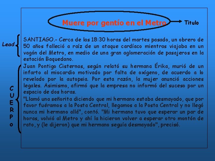 Muere por gentío en el Metro Lead C U E R P o Titulo