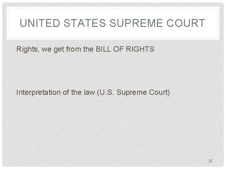 UNITED STATES SUPREME COURT Rights, we get from the BILL OF RIGHTS Interpretation of