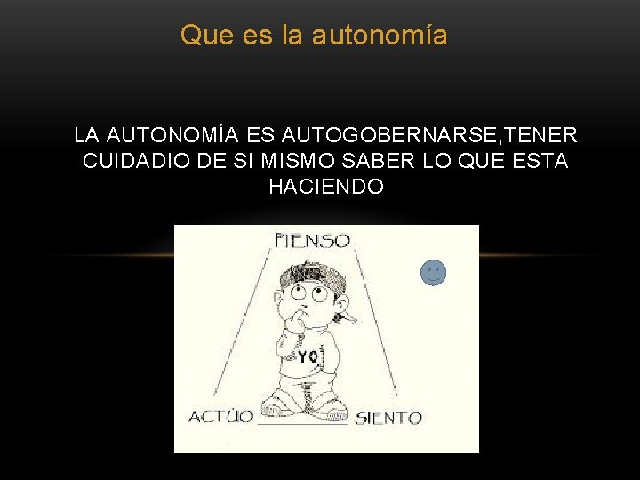 Que es la autonomía LA AUTONOMÍA ES AUTOGOBERNARSE, TENER CUIDADIO DE SI MISMO SABER