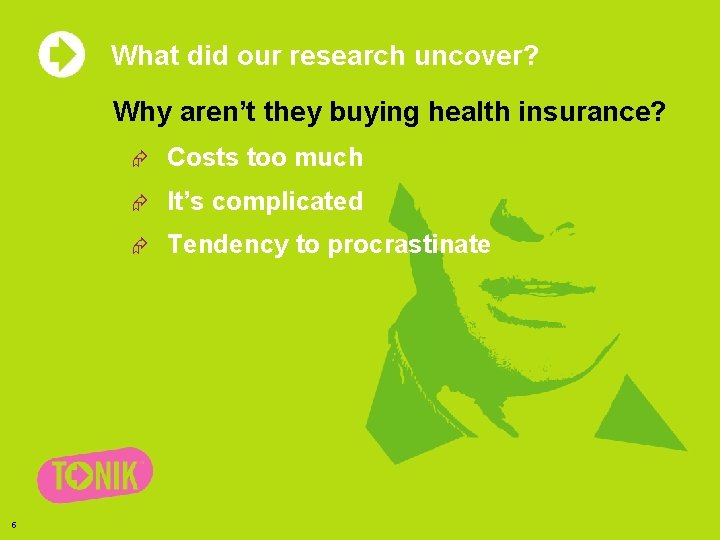 What did our research uncover? Why aren’t they buying health insurance? 5 Æ Costs