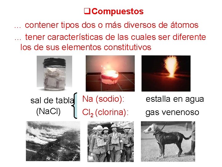 q. Compuestos … contener tipos dos o más diversos de átomos … tener características