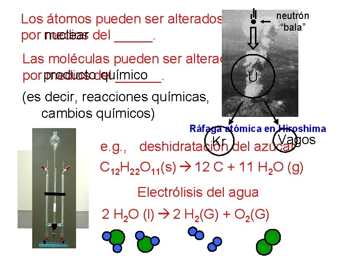 neutrón Los átomos pueden ser alterados solamente “bala” nuclear por medios del _____. Las