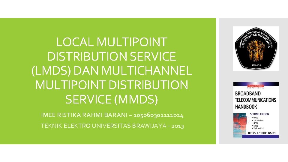 LOCAL MULTIPOINT DISTRIBUTION SERVICE (LMDS) DAN MULTICHANNEL MULTIPOINT DISTRIBUTION SERVICE (MMDS) IMEE RISTIKA RAHMI