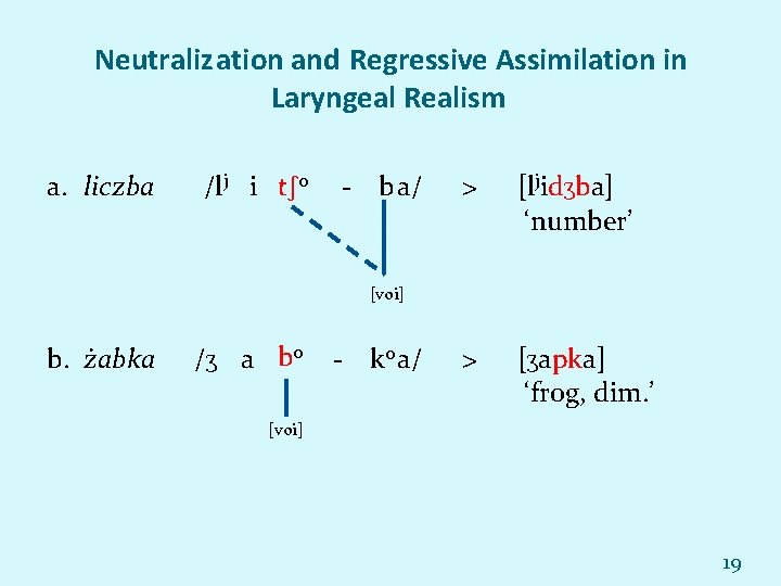 Neutralization and Regressive Assimilation in Laryngeal Realism a. liczba /lj i t o b.