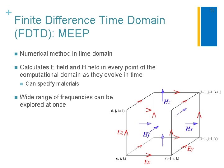 + 11 Finite Difference Time Domain (FDTD): MEEP n Numerical method in time domain