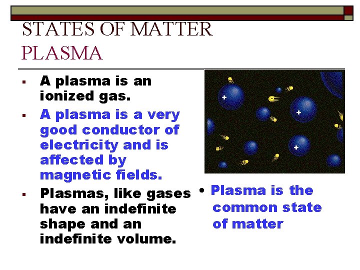 STATES OF MATTER PLASMA § § § A plasma is an ionized gas. A