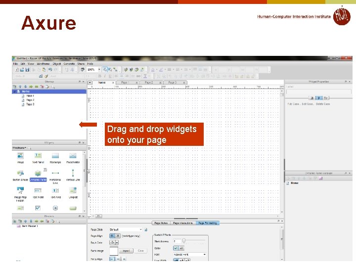 Axure Drag and drop widgets onto your page 