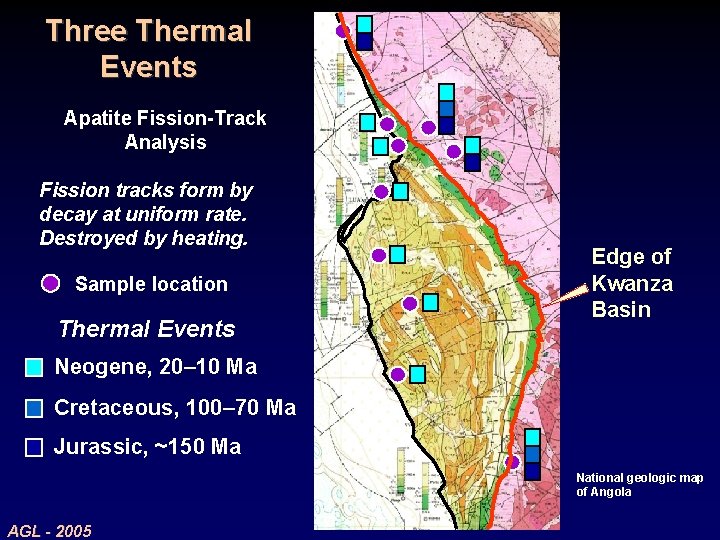 Three Thermal Events Apatite Fission-Track Analysis Fission tracks form by decay at uniform rate.