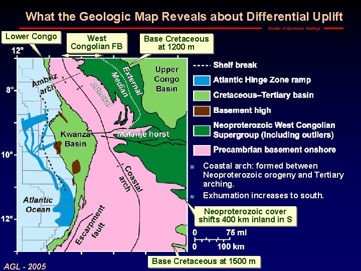 What the Geologic Map Reveals about Differential Uplift Bureau of Economic Geology Lower Congo