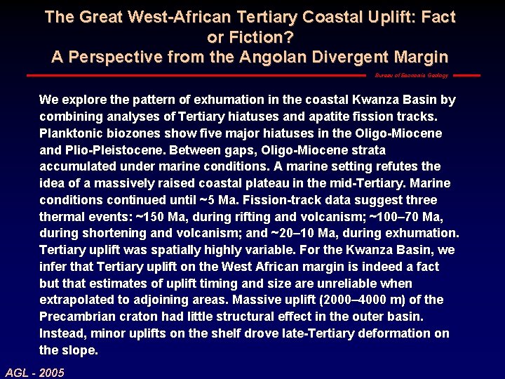 The Great West-African Tertiary Coastal Uplift: Fact or Fiction? A Perspective from the Angolan