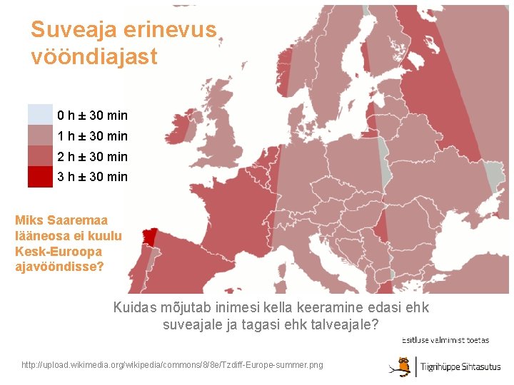 Suveaja erinevus vööndiajast 0 h ± 30 min 1 h ± 30 min 2