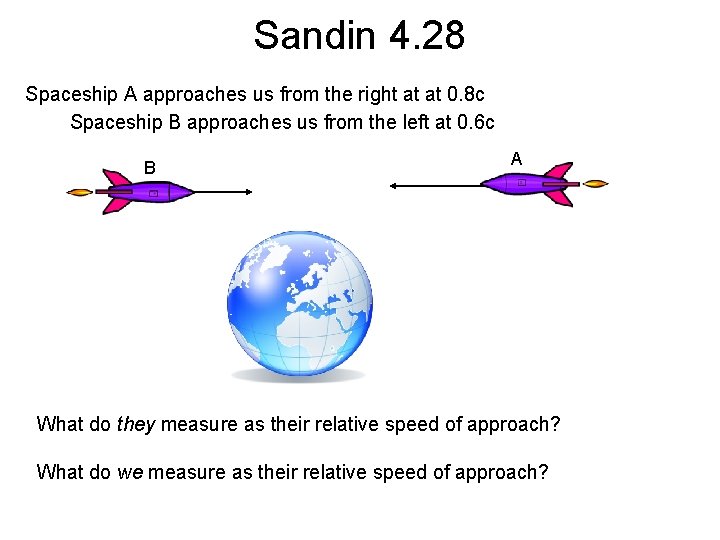 Sandin 4. 28 Spaceship A approaches us from the right at at 0. 8 Sandin 4. 28 Spaceship A approaches us from the right at at 0. 8