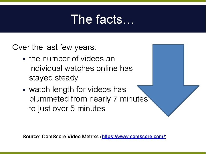 The facts… Over the last few years: § the number of videos an individual