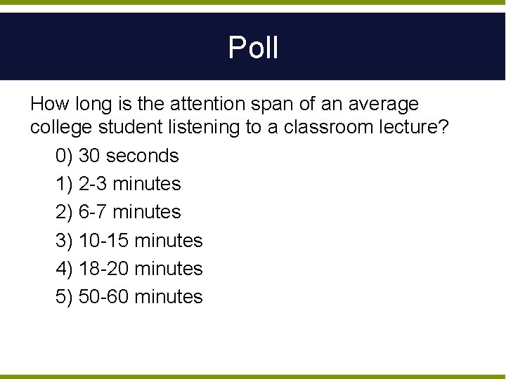 Poll How long is the attention span of an average college student listening to