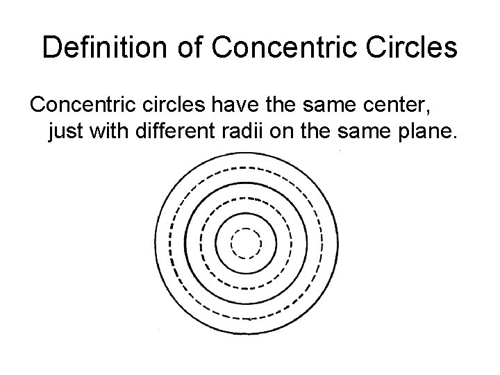 Definition of Concentric Circles Concentric circles have the same center, just with different radii