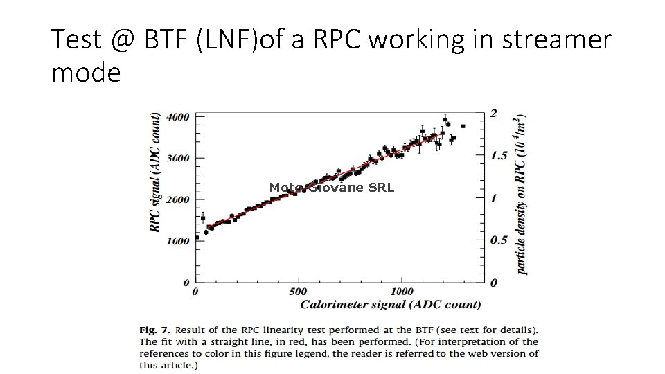 Test @ BTF (LNF)of a RPC working in streamer mode Moto Giovane SRL 