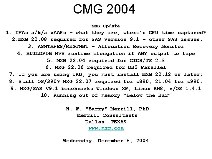 CMG 2004 MXG Update 1. IFAs a/k/a z. AAPs – what they are, where’s CMG 2004 MXG Update 1. IFAs a/k/a z. AAPs – what they are, where’s