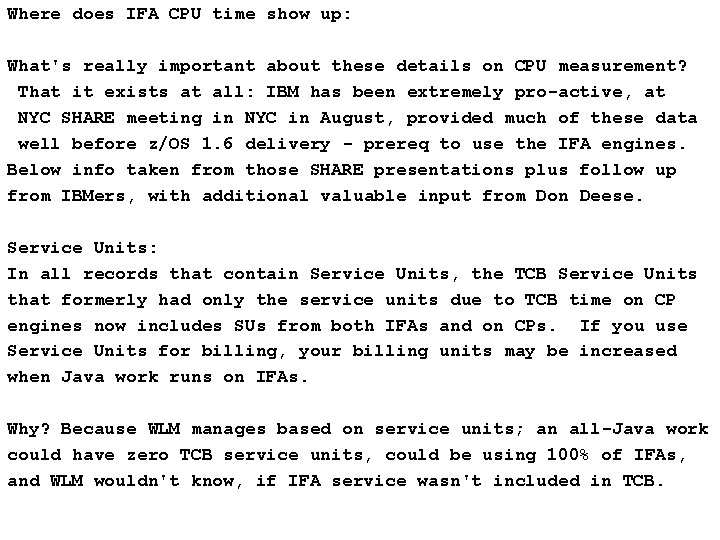 Where does IFA CPU time show up: What's really important about these details on Where does IFA CPU time show up: What's really important about these details on