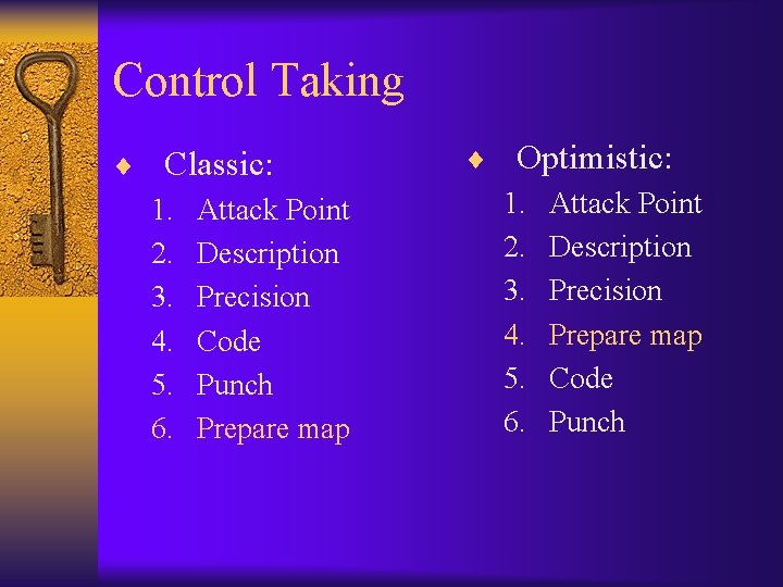 Control Taking ¨ Classic: 1. Attack Point 2. Description 3. Precision 4. Code 5. Control Taking ¨ Classic: 1. Attack Point 2. Description 3. Precision 4. Code 5.