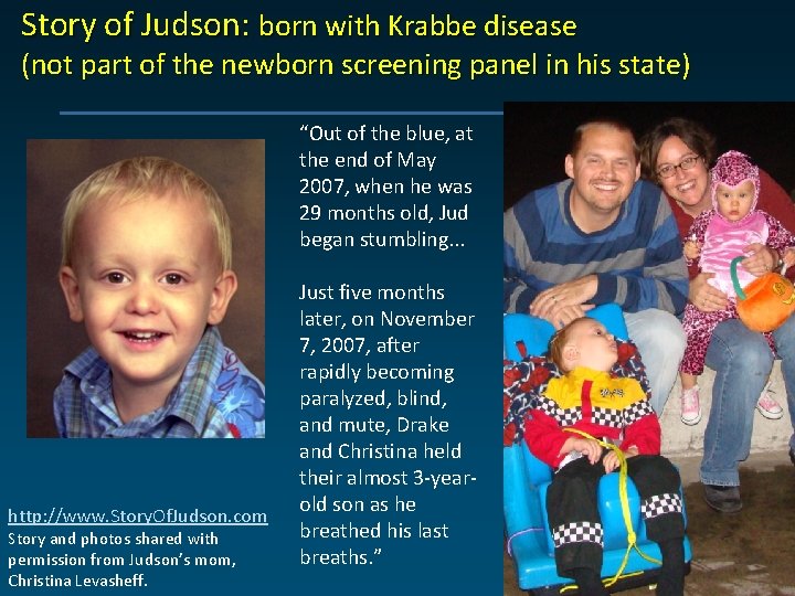 Story of Judson: born with Krabbe disease (not part of the newborn screening panel