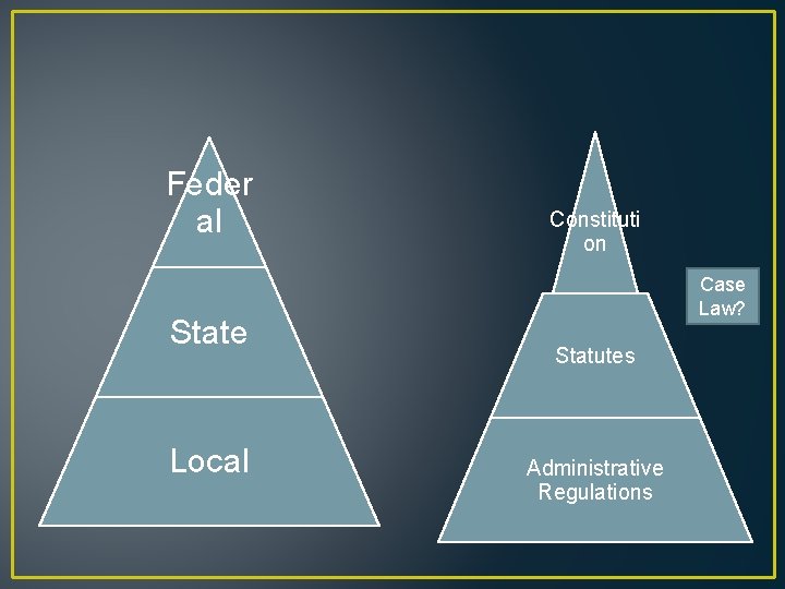 Feder al State Local Constituti on Case Law? Statutes Administrative Regulations 