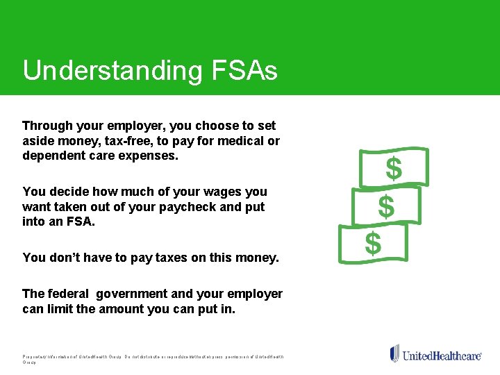 Understanding FSAs Through your employer, you choose to set aside money, tax-free, to pay