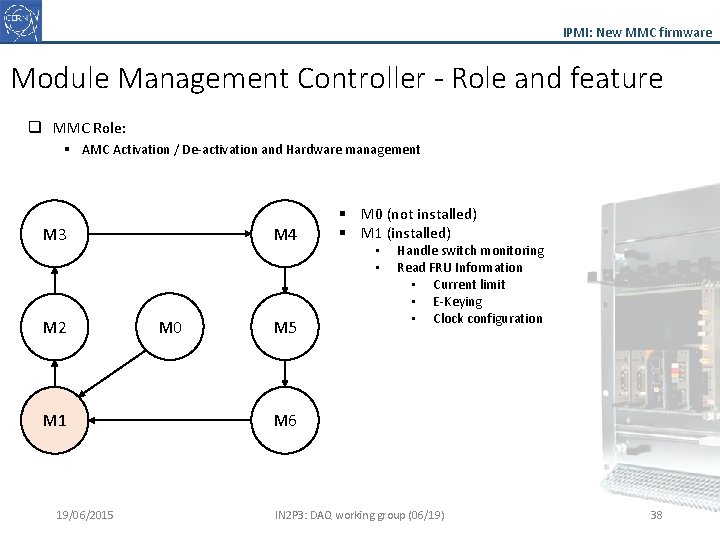 IPMI: New MMC firmware Module Management Controller - Role and feature q MMC Role: