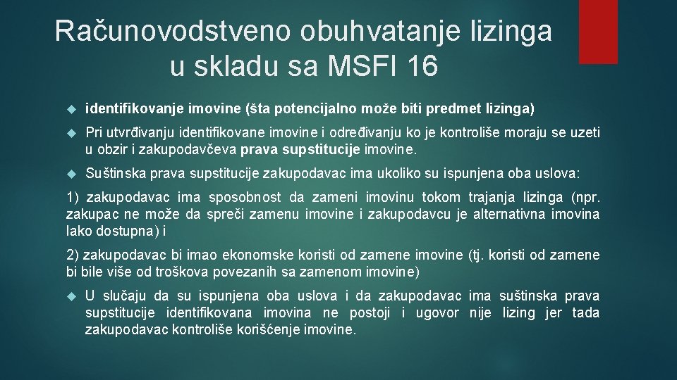 Računovodstveno obuhvatanje lizinga u skladu sa MSFI 16 identifikovanje imovine (šta potencijalno može biti