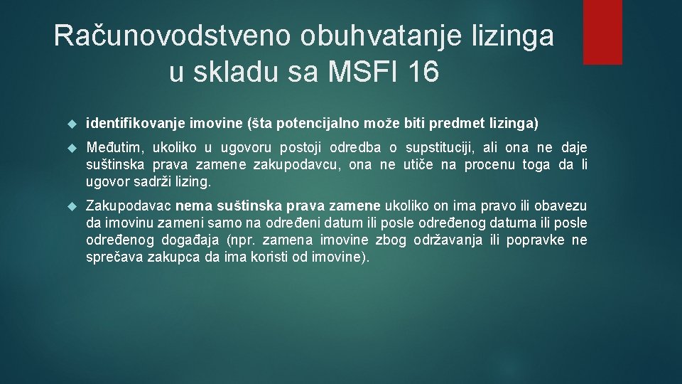 Računovodstveno obuhvatanje lizinga u skladu sa MSFI 16 identifikovanje imovine (šta potencijalno može biti