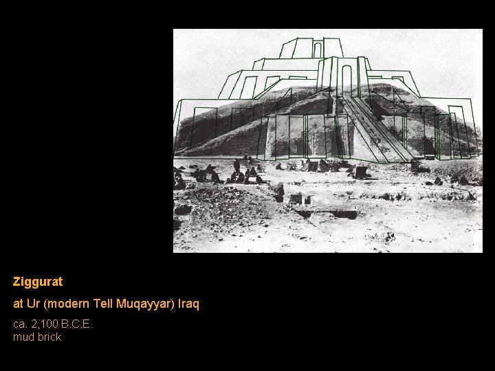 Ziggurat at Ur (modern Tell Muqayyar) Iraq ca. 2, 100 B. C. E. mud Ziggurat at Ur (modern Tell Muqayyar) Iraq ca. 2, 100 B. C. E. mud