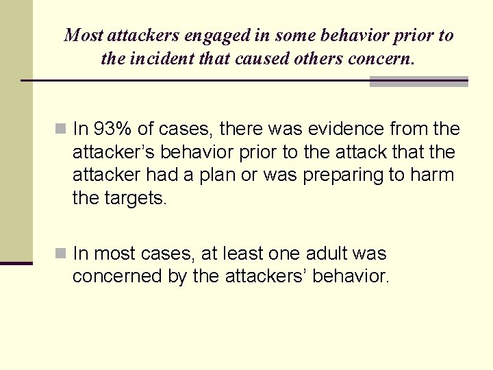 Most attackers engaged in some behavior prior to the incident that caused others concern.