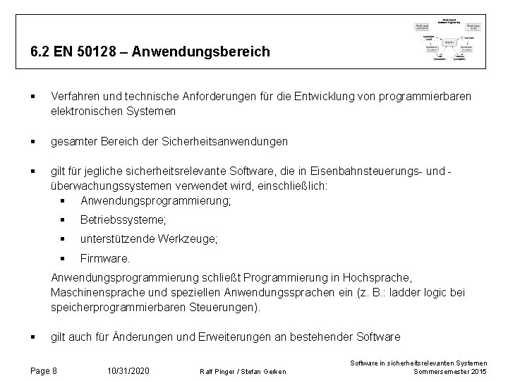 6. 2 EN 50128 – Anwendungsbereich § Verfahren und technische Anforderungen für die Entwicklung