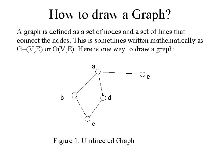 How to draw a Graph? A graph is defined as a set of nodes