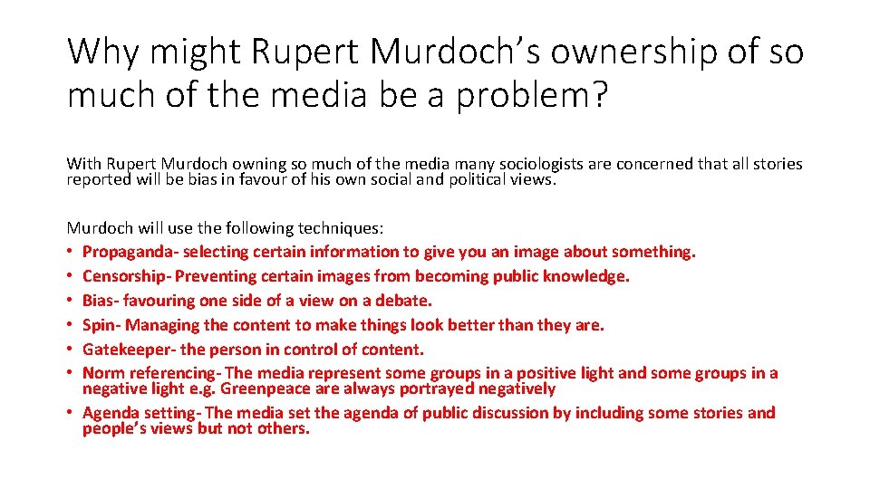 Why might Rupert Murdoch’s ownership of so much of the media be a problem?