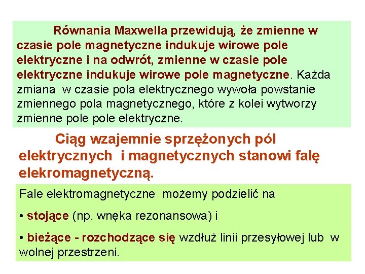 Równania Maxwella przewidują, że zmienne w czasie pole magnetyczne indukuje wirowe pole elektryczne i