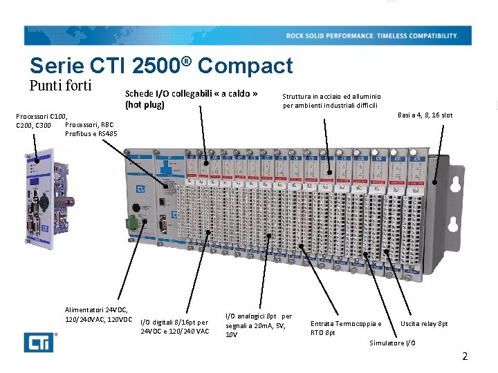 Serie CTI 2500® Compact Punti forti Schede I/O collegabili « a caldo » (hot