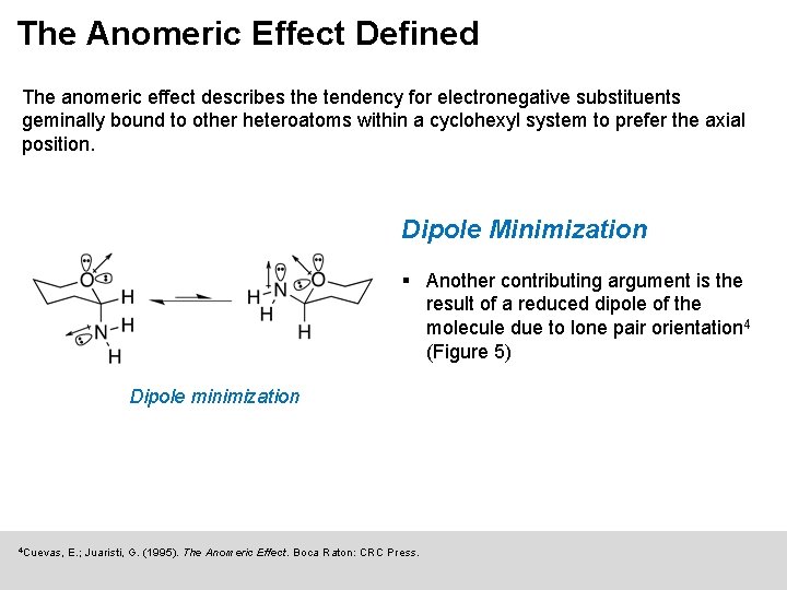 The Anomeric Effect Defined The anomeric effect describes the tendency for electronegative substituents geminally