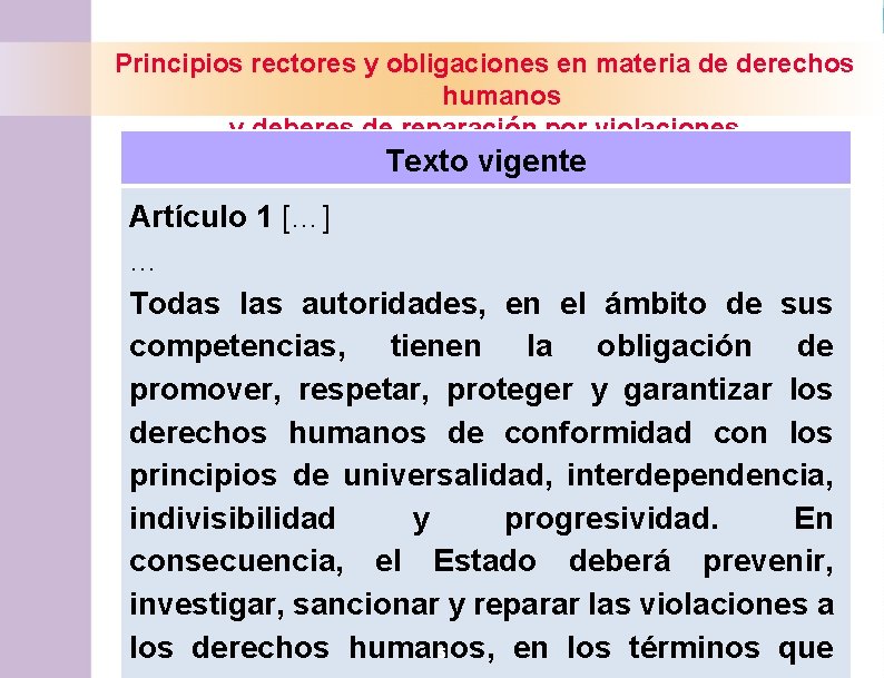 Principios rectores y obligaciones en materia de derechos humanos y deberes de reparación por Principios rectores y obligaciones en materia de derechos humanos y deberes de reparación por
